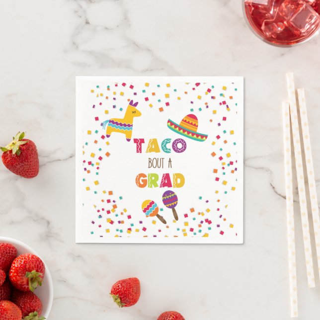 Taco Bout a Grad Fiesta Graduation Napkin - White Serviette (Beispiel)
