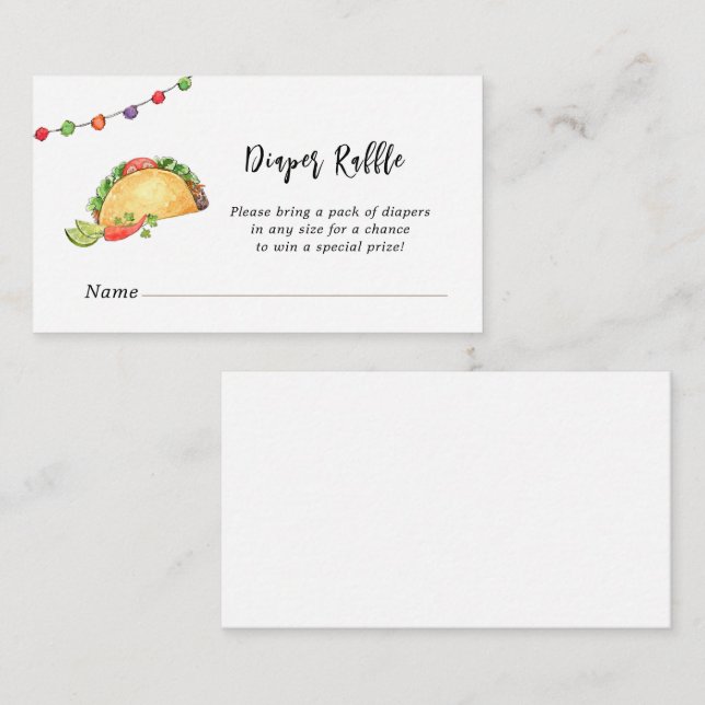 Taco' Bout Baby Dusche Windeln Raffel Begleitkarte (Vorne/Hinten)