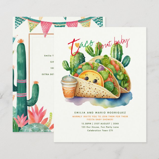 Taco 'bout Baby Fiesta Baby Shower Fun Niedlich (Vorne/Hinten)