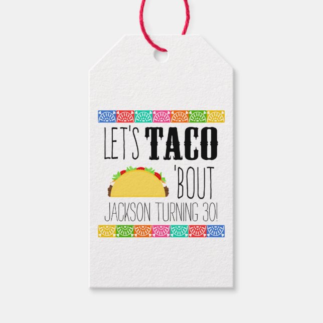 Taco 'Bout Birthday Party Geschenkanhänger (Vorderseite)