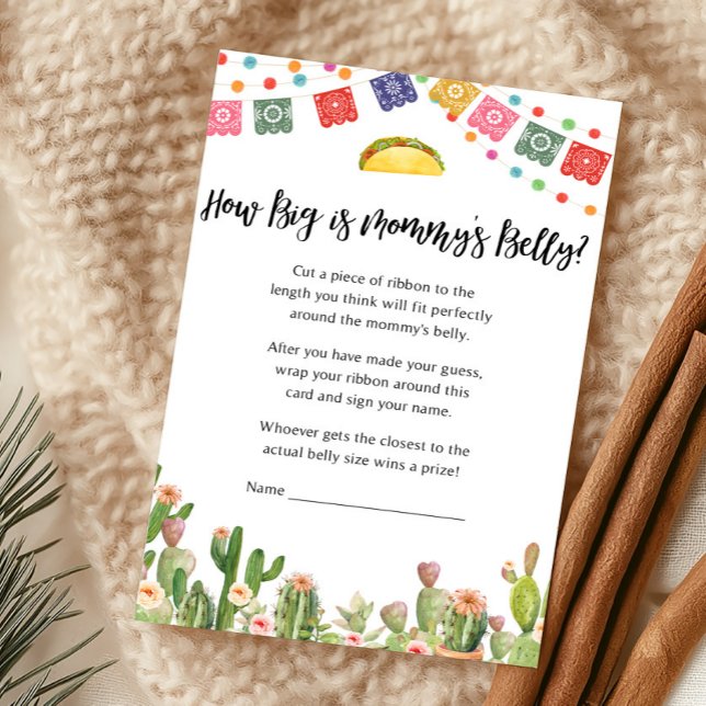 Taco Bout Ein Baby-Fiesta Errate wer Mami oder Pap (Fiesta Cactus Baby Shower How Big Is Mommy's Belly Game)
