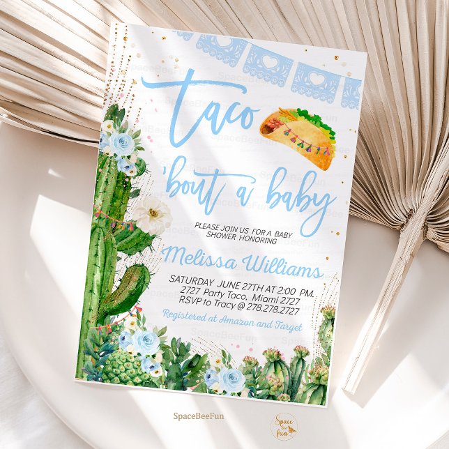 Taco Bout Eine Babydusche lädt Junge ein Einladung (taco bouta baby invite boy,invitation fiesta baby shower cactus cincode mayo tropical mexican i)