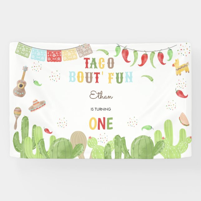 Taco Bout' Fun Fiesta mexicanischen ersten Geburts Banner (Horizontal)