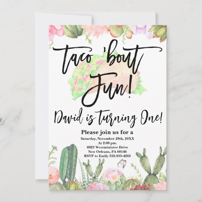 Taco ’Bout Fun, Taco ’Bout Fun Cactus First Fiesta Einladung (Vorderseite)