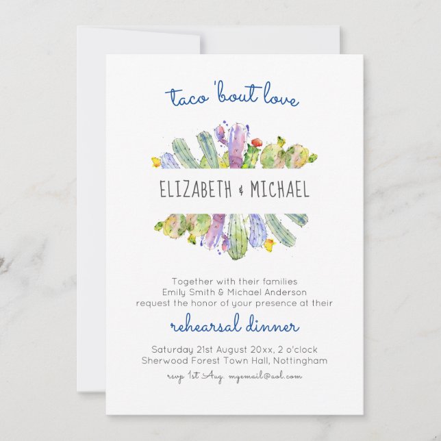 Taco Bout Liebe Cacti Fiesta Probe Abendessen (Vorderseite)