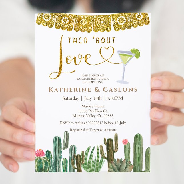 Taco Bout Liebe Cactus Fiesta Engagement Party Einladung (Von Creator hochgeladen)