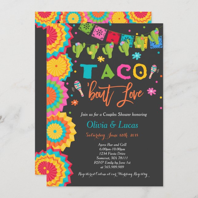 Taco Bout Liebe Einladung Paare Fiesta Dusche (Vorne/Hinten)