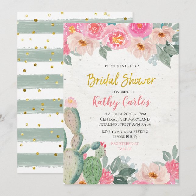 Taco Bout Liebe Fiesta Braun Dusche Einladung (Vorne/Hinten)