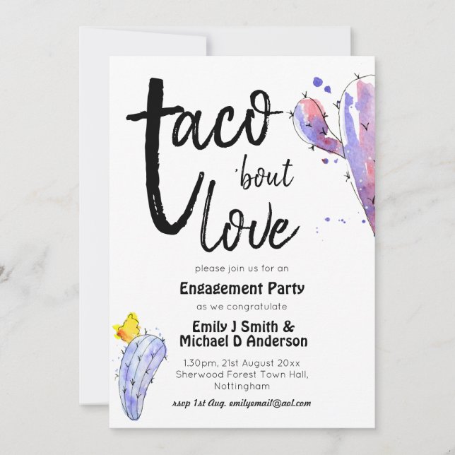 Taco Bout Liebe FIESTA ENGAGEMENT PARTEI Kacti (Vorderseite)