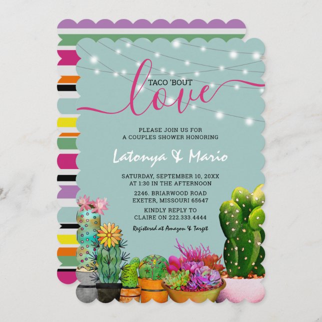 Taco 'bout Liebe Fiesta Paare Dusche Einladung (Vorne/Hinten)