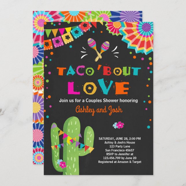 Taco Bout Liebe Fiesta Paare Dusche Einladung (Vorne/Hinten)