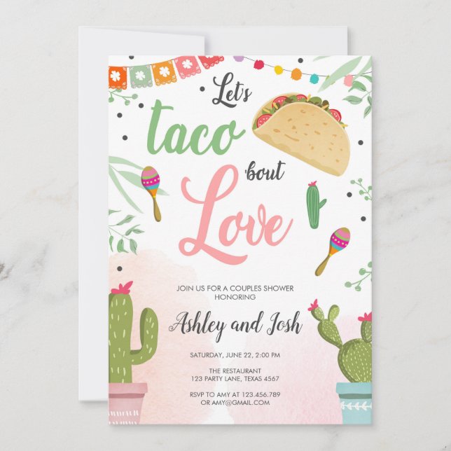 Taco Bout Liebe Fiesta Paare Dusche Einladung Kakt (Vorderseite)