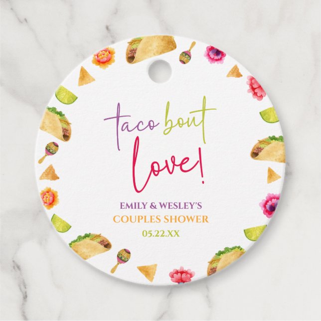 Taco Bout Liebe! Fiesta Wedding Couples Dusche Geschenkanhänger (Vorderseite)