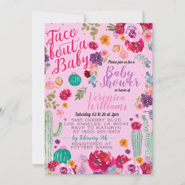 Taco Bout Liebe Kinderdusche Einladung (Vorderseite)