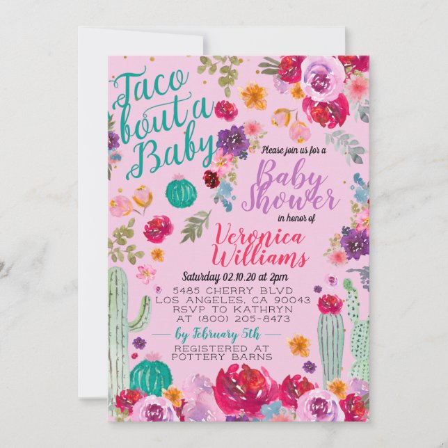 Taco Bout Liebe Kinderdusche Einladung (Vorderseite)