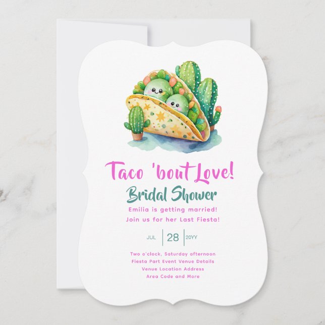 Taco 'Bout Liebe! Letztes Party Brautparty Einladung (Vorderseite)