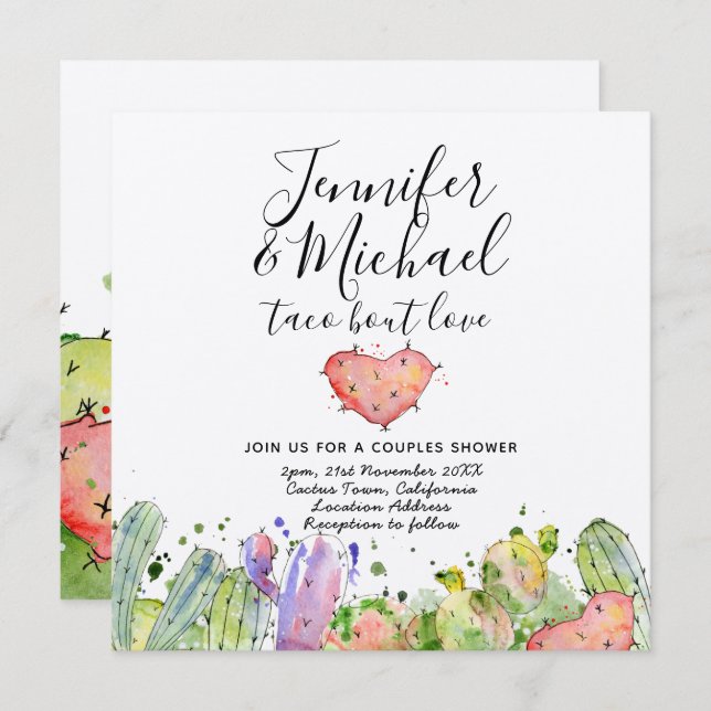 Taco Bout Liebe - Moderne Fun Fiesta Wedding Invit Einladung (Vorne/Hinten)
