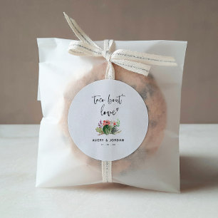 Taco Bout Liebe Wasserfarben Blumenkaktus Hochzeit Runder Aufkleber