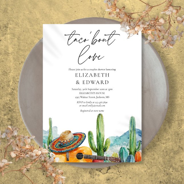 Taco Bout Liebe Wasserfarben Kakteen Dusche Einladung (Taco Bout Love Watercolor Cactus Couples Shower Invitation)