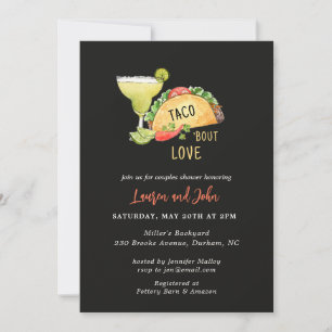 Taco Bout Love Paare Hochzeitsdusche Schwarz  Einladung