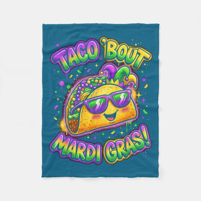 Taco Bout Mardi Gras Fat Tuesday Funny Mexican Foo Fleecedecke (Vorderseite)