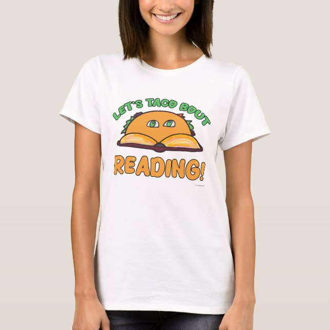 Taco Bout Reading Fun Book Lover Cartoon T-Shirt (Vorderseite)