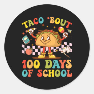 Taco Bout Retro Groovy 100 Tage Lehrer Runder Aufkleber