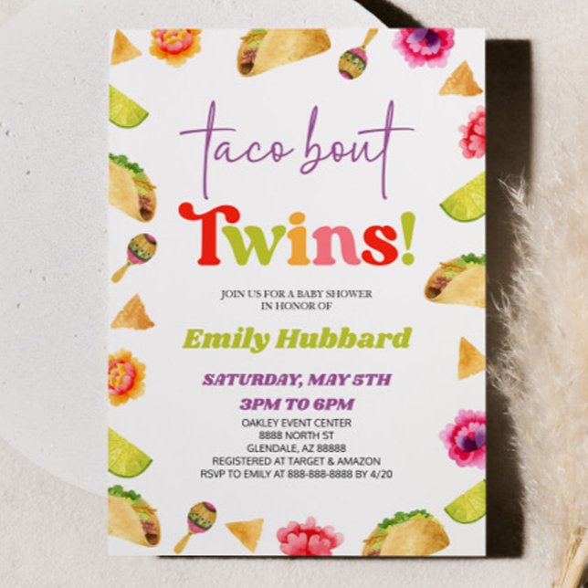 Taco Bout Twins! Fiesta Baby Shower Einladung (Von Creator hochgeladen)