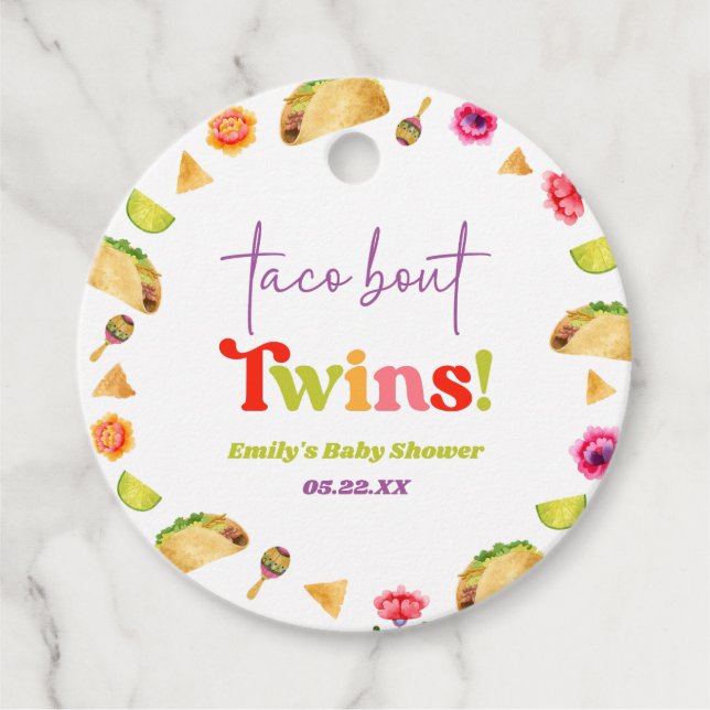 Taco Bout Twins! Fiesta Baby Shower Geschenkanhänger (Vorderseite)