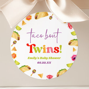 Taco Bout Twins! Fiesta Baby Shower Runder Aufkleber