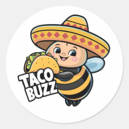 Taco Buzz Bumble Bee Runder Aufkleber