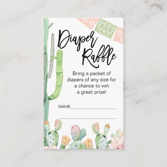 Taco Cactus Fiesta Themed Diaper Beilage Visitenkarte (Vorderseite)