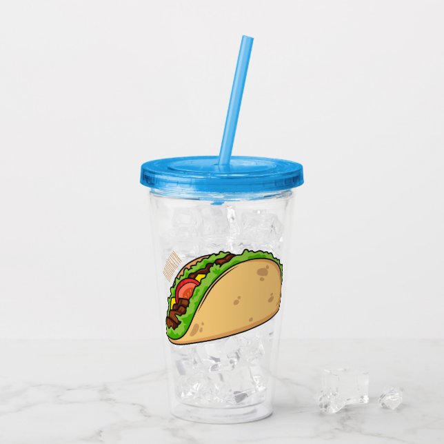 Taco-Cartoon-Abbildung Acryltrinkbecher (Rückseite Ice)