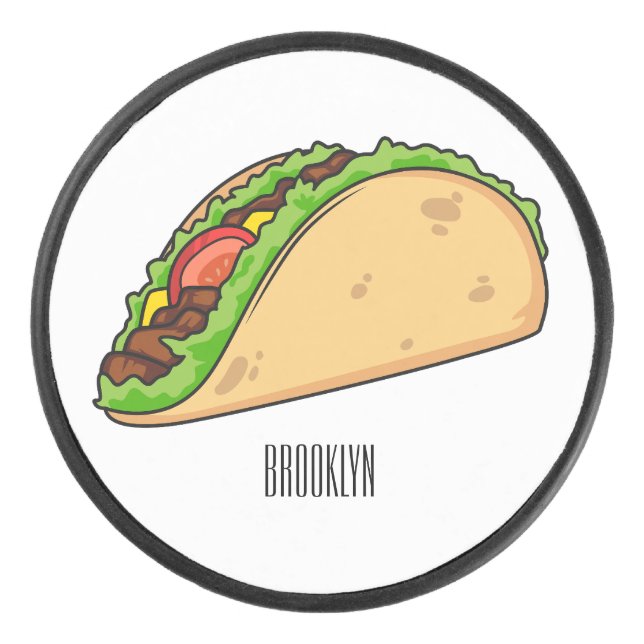 Taco-Cartoon-Abbildung Eishockey Puck (Vorderseite)
