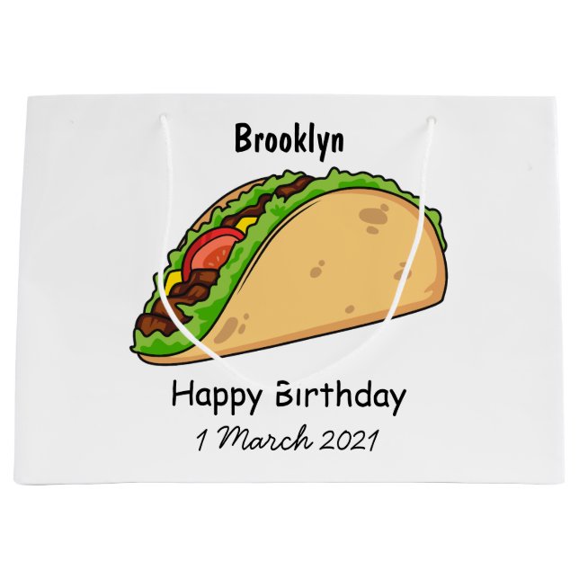 Taco-Cartoon-Abbildung Große Geschenktüte (Vorderseite)