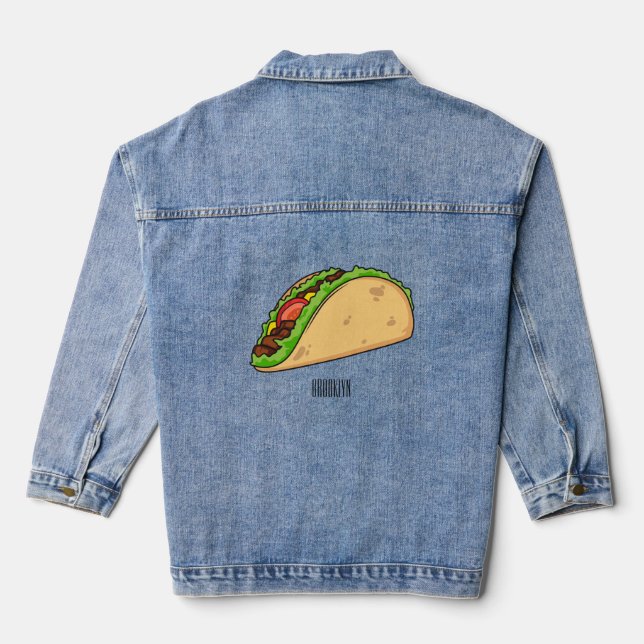 Taco-Cartoon-Abbildung Jeansjacke (Rückseite)