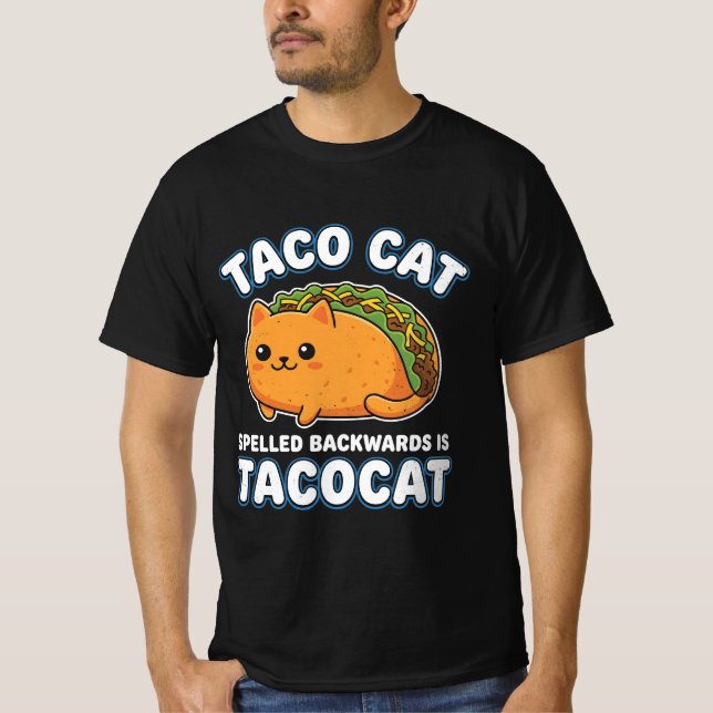 Taco Cat Line Art Aesthetic Funny Modern T-SHIRT (Vorderseite)