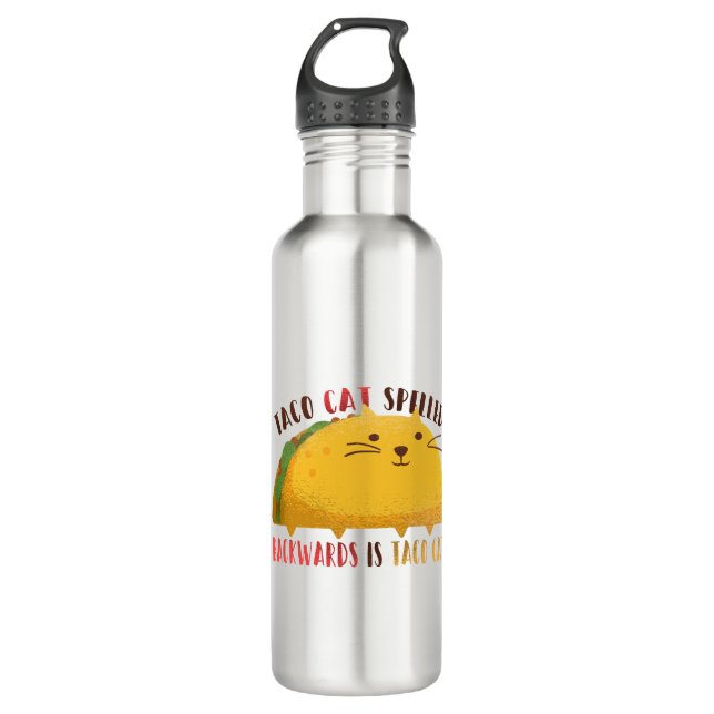 Taco Cat Palindrome Edelstahlflasche (Vorderseite)