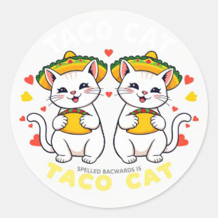 Taco Cat Palindrome Fiesta Niedlicher Chibi Runder Aufkleber