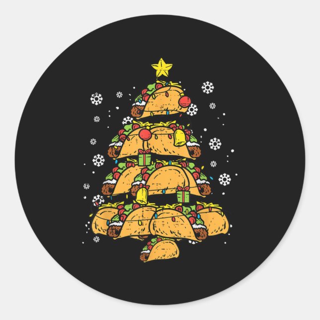 Taco Christmas Tree Xmas Mexican Food  Runder Aufkleber (Vorderseite)