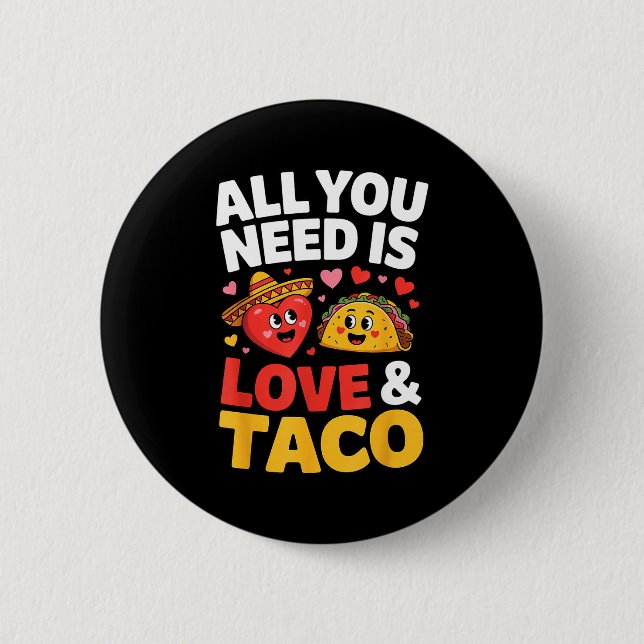 Taco Cinco de Mayo Liebe süßes Herz Sombrero Essen Button (Vorderseite)