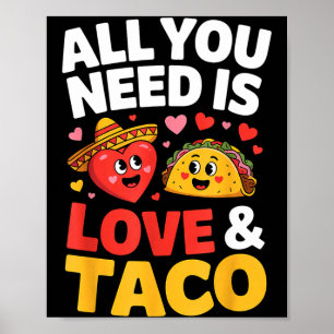 Taco Cinco de Mayo Liebe süßes Herz Sombrero Essen Poster