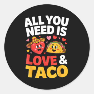 Taco Cinco de Mayo Liebe süßes Herz Sombrero Essen Runder Aufkleber