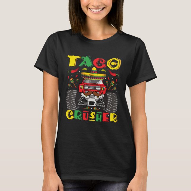 Taco Crusher Monster Truck Kleinkind Boys Cinco De T-Shirt (Vorderseite)