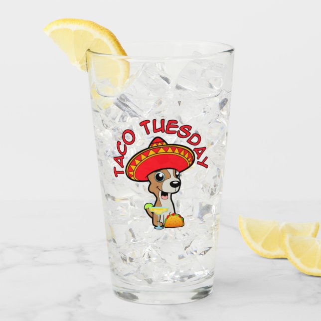 Taco Dienstag Chihuahua Tall Glass Glas (Vorderseite Ice)
