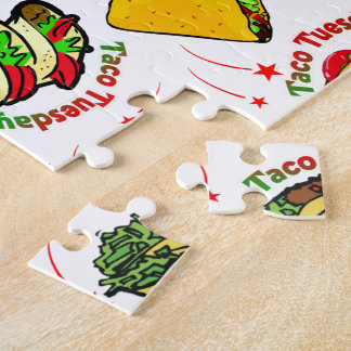 Taco Dienstag Hard und Soft Tacos und Hot Sauce Puzzle