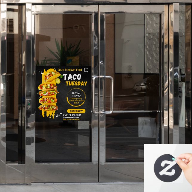 Taco Dienstag mexikanisches Restaurant Promo Fensteraufkleber (Büro Tür)