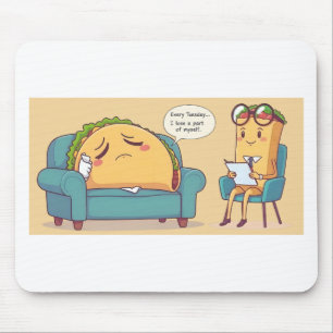 Taco Dienstagstherapie - Funny Cartoon Food Art Mousepad