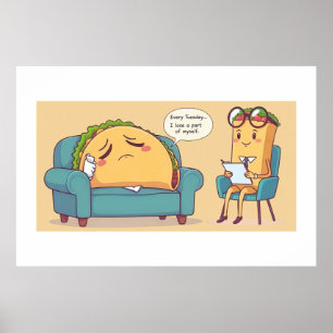 Taco Dienstagstherapie - Funny Cartoon Food Art Poster
