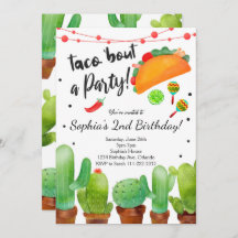 Taco Fiesta Bout Party Wasserfarben Cactus Invite